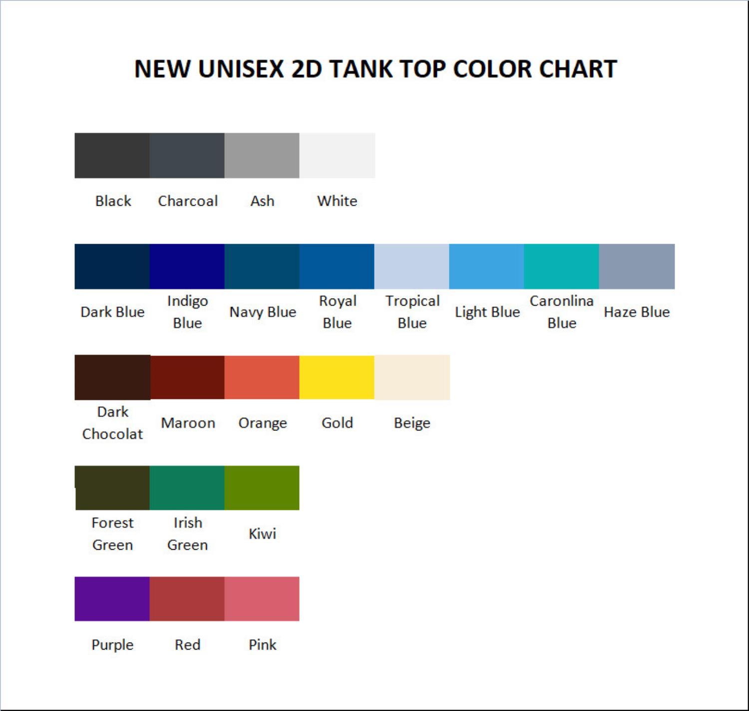 tank top color chart - Juice Wrld Store