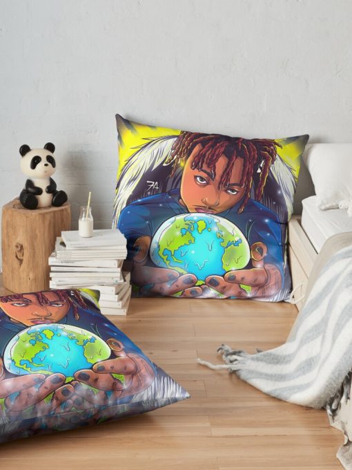 Juicewrld Edit Throw Pillow Official Cow Anime Merch