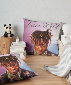 Juicewrld Light Pink & Blue Throw Pillow Official Cow Anime Merch