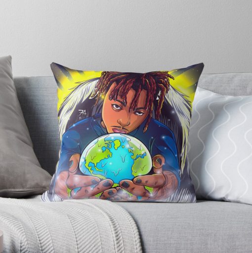 Juicewrld Edit Throw Pillow Official Cow Anime Merch