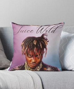 Juicewrld Light Pink & Blue Throw Pillow Official Cow Anime Merch