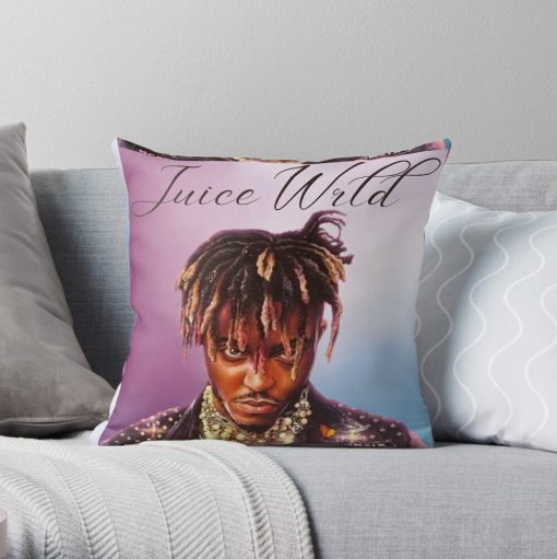 Juicewrld Light Pink & Blue Throw Pillow Official Cow Anime Merch